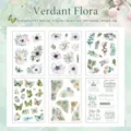 Nature series floral and butterfly PET stickers for scrapbooking, 6 sheets pack - Green Floral Language / 120*165mm (6 Sheets)