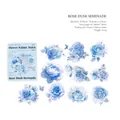 Blue rose PET floral stickers, 20-piece set for journaling and scrapbooking decorations - Rose Dusk Serenade
