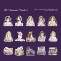 Set di adesivi PET Lavender Thanks con paesaggi floreali e ritratti di ragazze - La Gratitudine della Lavanda