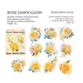 Lot de 20 stickers fleurs roses jaunes en PET pour scrapbooking et décoration - Rose Dawn Glow