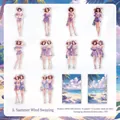 Twilight PET stickers set featuring 12 pieces of purple summer anime girl beach themes - Summer Wind Swaying