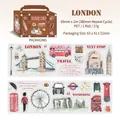 Ruban adhésif PET thème Londres avec monuments et boîte valise rétro vintage - Londres Royaume-Uni