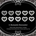 Pegatinas de vitela de encaje blanco en forma de corazón con patrones calados para diarios DIY - Encuentro Romántico