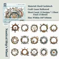 Vintage nautische holle kartonnen stickers met scheepsstuurwiel en anker motieven - Navigatieroer
