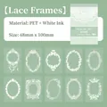 Lace frame stickers in PET white ink finish with vintage floral and crown patterns - Lace Mirror Frame