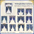 Nachtblaues Barock-Vorhang Aufkleber-Set mit 10 Vintage-Karten im Europa-Stil - Mitternachtsblaues Draperie