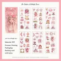 Dreamy butterfly PET stickers set with romantic girls and castle patterns, 6 sheets - Pink Butterfly Dream
