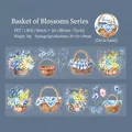 Floral basket themed PET decorative tape with 50mm width and 2m length for DIY journals - Flower Picking-Full Baskets