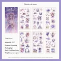 Twilight Fairy PET sticker set with purple elf and fantasy castle motifs, 6 sheets - Dusk Fairy Sprite