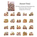 Pegatinas PET Sunset Time serie Century Garden con 40 ilustraciones vintage de jardines - Hora del Atardecer