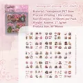 Set di 25 adesivi vintage in PET con motivi floreali romantici di colore rosa per fai da te - Rima Rosa Rotante