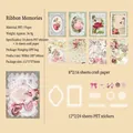 Vintage Scrapbooking-Set Ribbon Memories mit 40 Blatt floralen PET-Stickern und Papier - Band Erinnerungen