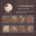 Baroque Crimson Romance PET tape with vintage roses and die-cut floral patterns - Crimson Romance
