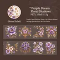 Vintage floral PET tape in purple and gold, 50mm x 2m roll for journaling crafts - Purple Dream Flower Shadow