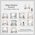 Winter PET stickers featuring 10 unique snow window illustrations for decoration - Rime Window View