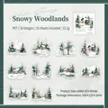 Forest Snow PET sticker pack with 10 winter woodland landscapes for scrapbooking - Forest Snowfield