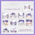 Winter scenery PET sticker pack with 10 waterproof landscape designs in purple theme - Cold Night Stars