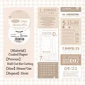 Beiges Vintage Scrapbook-Klebeband 50mm x 2m mit Retro-Typografie und Halbschnitt-Stanzung - 4 Beige-Graue Handnotiz