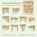 Autocollants fleurs PET renoncule avec effet nacré pour scrapbooking lot de 10 - Blooming Buttercup