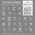 26 stuks PET-letterstickers met schelpglans en diamantontwerp voor DIY-decoratie - Platina Diamant