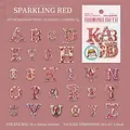 Fonkelende rode PET alfabet stickers met schelpglans en 26 robijnrode textuurletters - Helder Rood