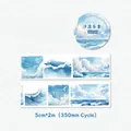 Nastro washi retrò con motivi acquerello di onde blu per decorazione di diari e agende - Movimento delle Onde di Marea