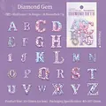 Set d'autocollants alphabet effet nacre pour journaux DIY contenant 26 lettres violettes - Gemme de Gloire