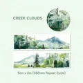 Watercolor nature scenery decorative tape with misty forest and mountain landscape - Forest Path