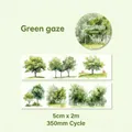 Green Gaze watercolor forest washi tape for journaling, nature style decorative sticker roll - Green Gaze