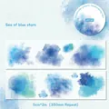 Retro Story galaxy watercolor washi tape in blue and cyan for journaling decoration - Blue Galaxy