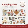 Ruban décoratif PET style camping pour carnets de voyage avec motifs vintage de plein air - Équipement de Camping