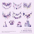 Purple watercolor style PET party stickers for DIY journals dream celebration pack - Dreamy Party