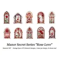 Vintage PET stickers featuring secret manor rose and stained glass designs for DIY crafts - Rose Love