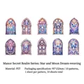 Pack de 10 pegatinas vintage de PET con diseños de vidrieras y mariposas de colores - Sueño de Estrella y Luna