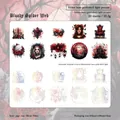 Gothic Blood Web stickers with laser gold and shell light finish for journaling - Bloody Spider Web
