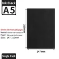 A5 business notebook in ink black with soft PU leather cover and 96 sheets of 80g paper - Black / A5