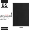 Classic B5 black soft leather notebook with 192 pages of premium 80g eye-care paper - Black / B5