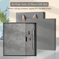 A5 gray soft leather business notebook gift set with metal pen and matching gift bag - Gift Box / Gray / A5