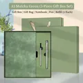 A5 matcha green soft leather business notebook set with premium gift box and pen - Gift Box / Matcha Green / A5