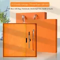 Business A5 soft leather notebook gift set in vitality orange with pen and bag - Gift Box / Orange / A5