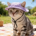Purple canvas pet baseball hat for small dogs and cats with adjustable drawstring and ear holes - S / Purple (TB04502)
