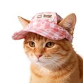 Pink and white checkered pet baseball cap with heart patterns and Sweet Dreams label - S / Pink Checkered (B04420)
