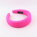 Neon pink padded milk silk sponge headband with handmade label for women's hair styling - Rose Red