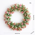 Corona de flores de cerezo con rosas rosas y flores blancas, 40 cm de diámetro - Guirnalda de Rosas Rosas (40cm)