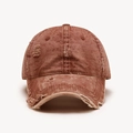 Distressed vintage washed cotton baseball cap in brick red finish for casual wear - Adjustable / Burgundy