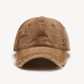 Vintage washed distressed baseball cap in khaki brown with frayed brim details - Adjustable / Brick Red