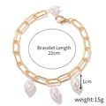 Golden chunky chain bracelet featuring baroque irregular pearls with 22cm total length - S2003-17 Three Pearl Pendants