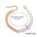 Golden chunky chain and baroque pearl split bracelet with adjustable 20+5cm length - S2003-20 Half Curb Chain