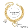 Golden Cuban chain bracelet with baroque pearl and hollow heart charm details - S2203-16 Hollow Heart Pendant