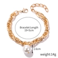 Golden chunky chain bracelet with 1.6cm baroque pearl charm, length 19+5cm - S2003-19 Aluminum Chain Round Pearl